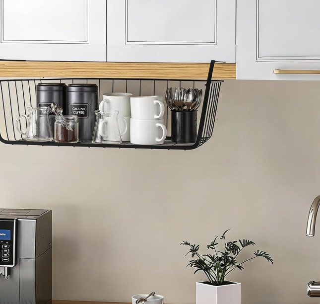 Wire Under-Cabinet Hanging Basket, Kitchen Storage Organizer - Image 2