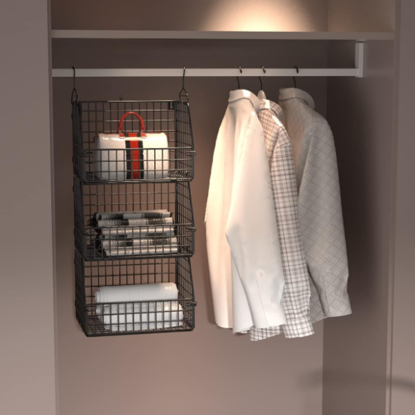 Stackable Wire Storage Basket, Kitchen Cupboard Storage