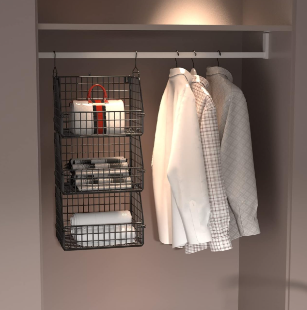 Stackable Wire Storage Basket, Kitchen Cupboard Storage