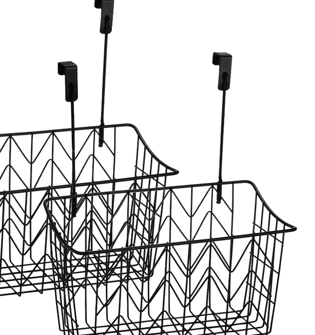 Cabinet Door Storage Rack, Wire Mesh Hanging Basket With Hooks - Image 2