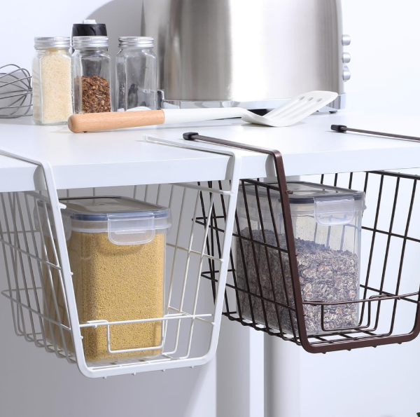Metal Under-Shelf Hanging Basket, Space-Saving Storage Rack