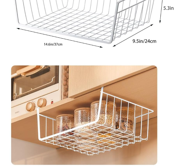 Under-Shelf Storage Basket, Metal Cabinet Organizer - Image 2