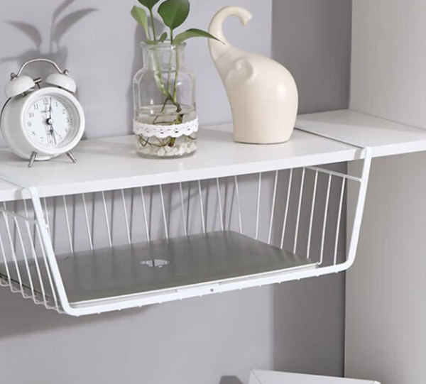 Under-Shelf Storage Basket, Metal Cabinet Organizer