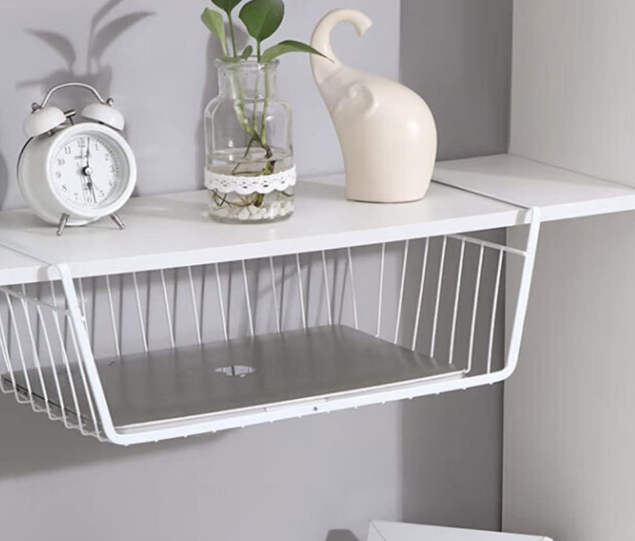 Under-Shelf Storage Basket, Metal Cabinet Organizer
