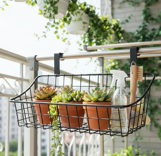 Wire Mesh Hanging Basket With Hooks, Over-The-Door Hanging Rack - Image 2