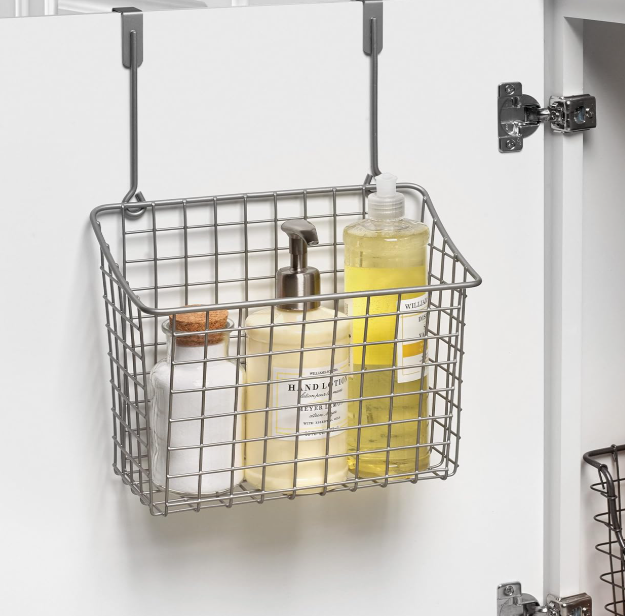Satin Nickel Hanging Basket, Wire Basket For Kitchen Or Bathroom