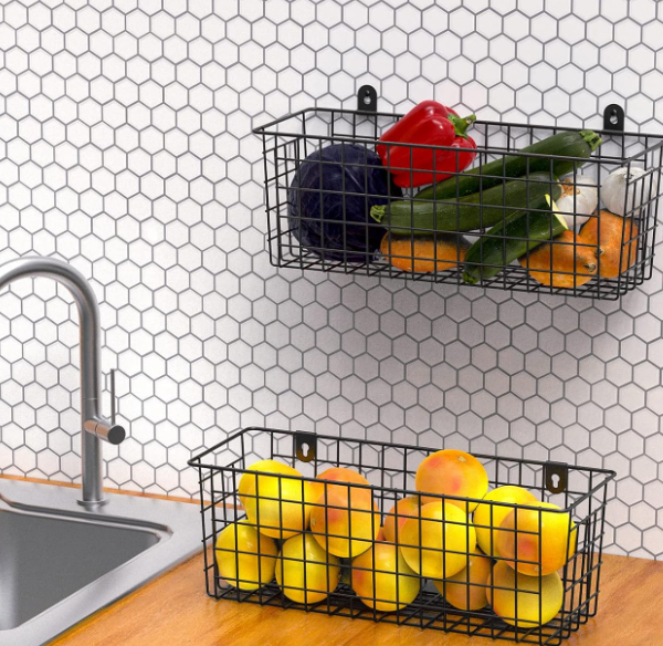 Extra-Large Wire Hanging Basket, Wall-Mounted Storage