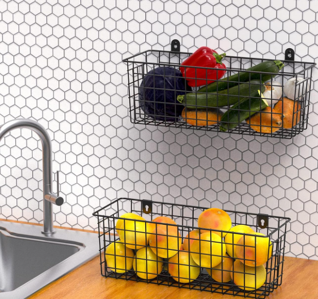 Extra-Large Wire Hanging Basket, Wall-Mounted Storage
