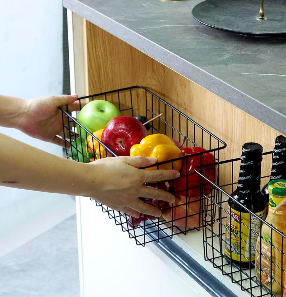 Extra-Large Hanging Kitchen Basket, Drill-Free Wire Storage - Image 2