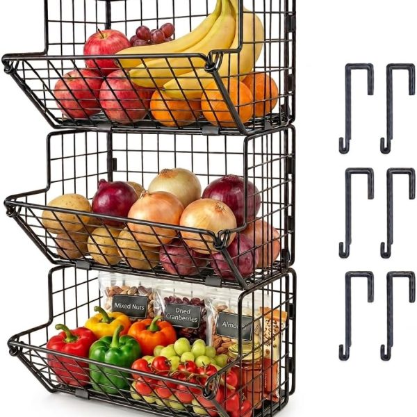 Three-Tier Wire Fruit Basket; Cabinet Door Organizer