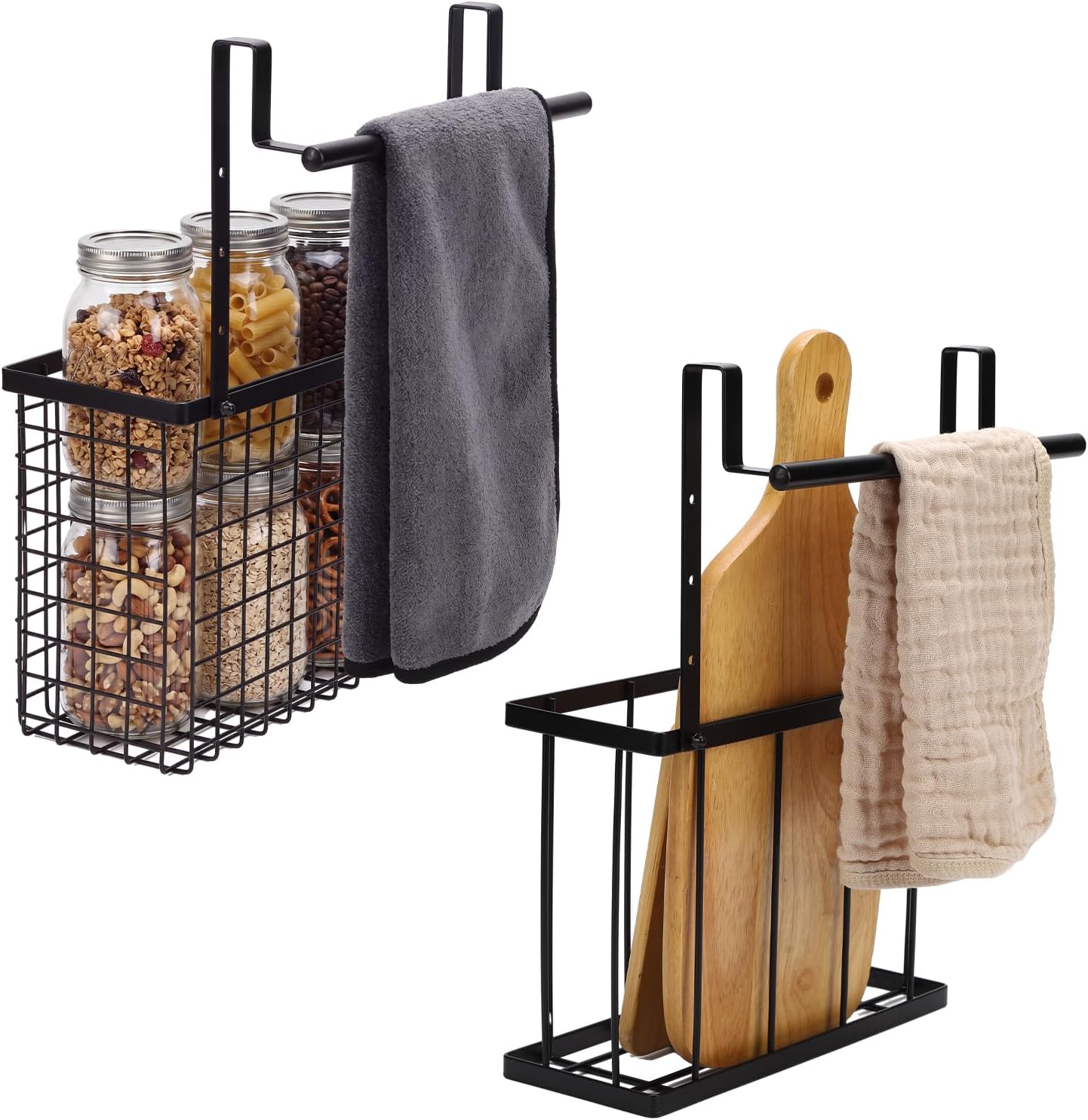 Cabinet Door Organizer; Carbon Steel Rack With Towel Bar
