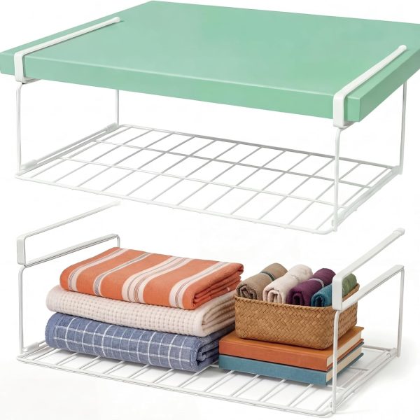 Under-Shelf Storage Basket; White, Space-Saving, Easy To Install