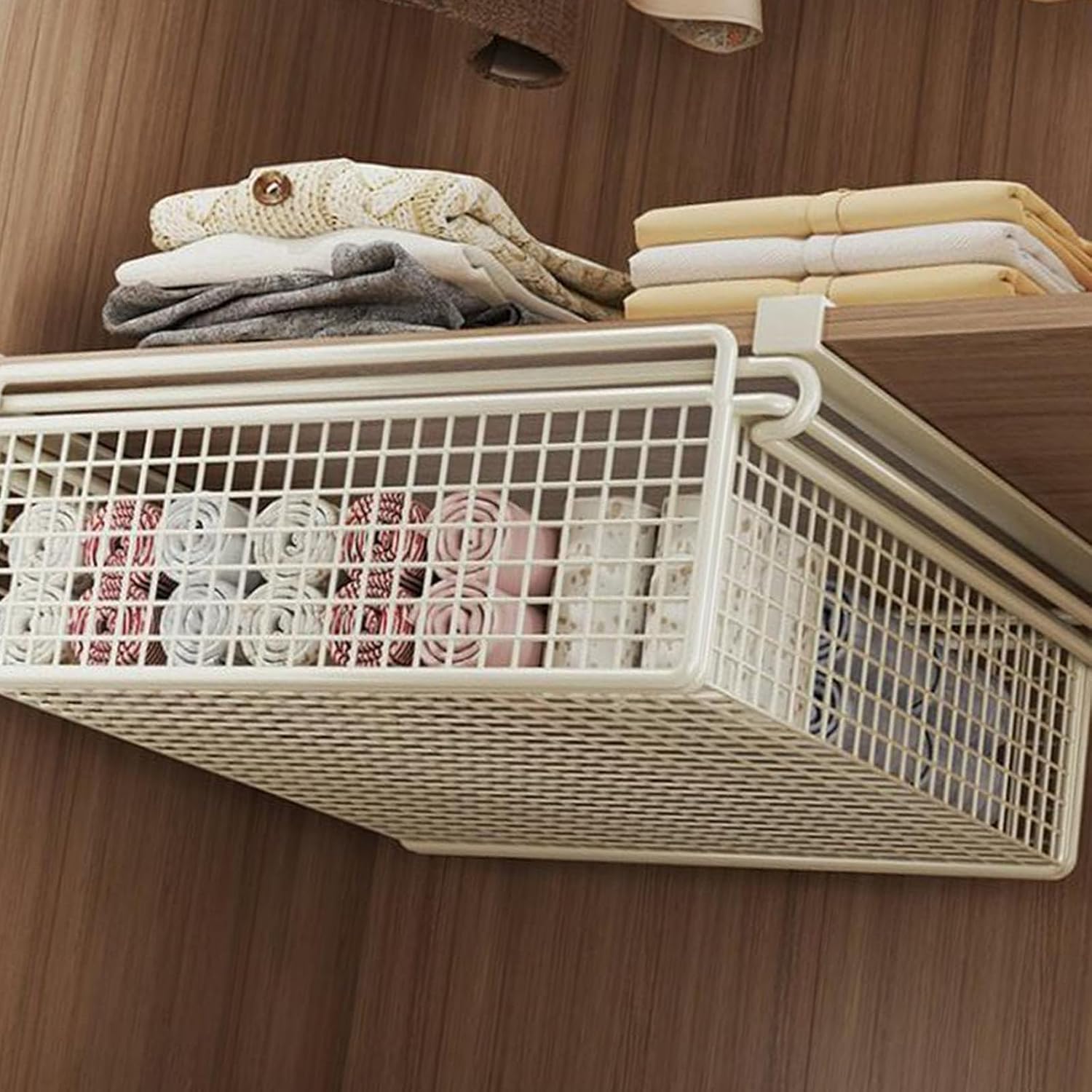 Under-Cabinet Storage Basket; Adjustable Hanging Pull-Out