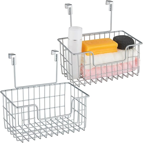Wire Hanging Storage Basket; Wall-Mounted For Kitchen Or Bathroom