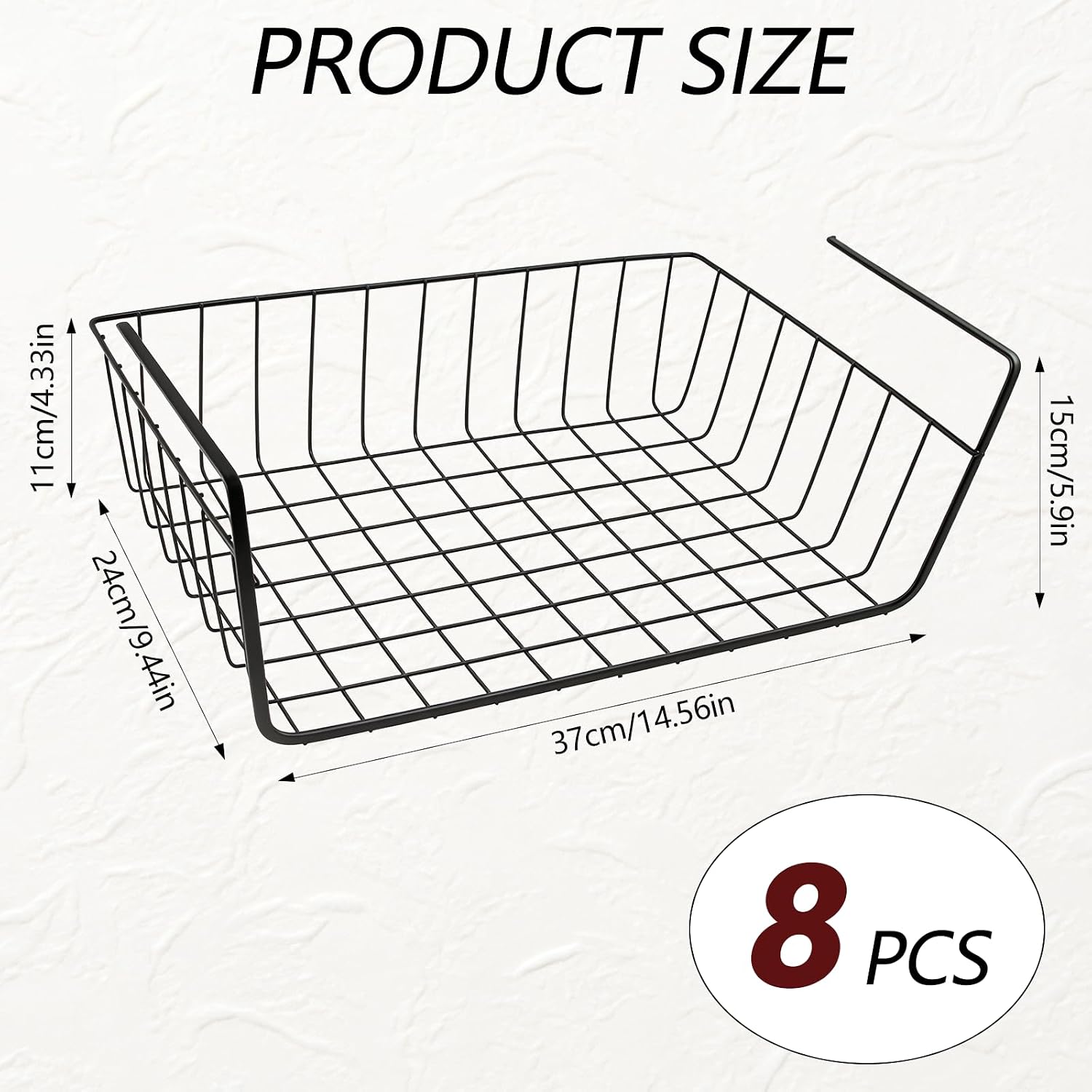 Under-Shelf Hanging Basket; Slide-In Metal Wire Organizer - Image 2