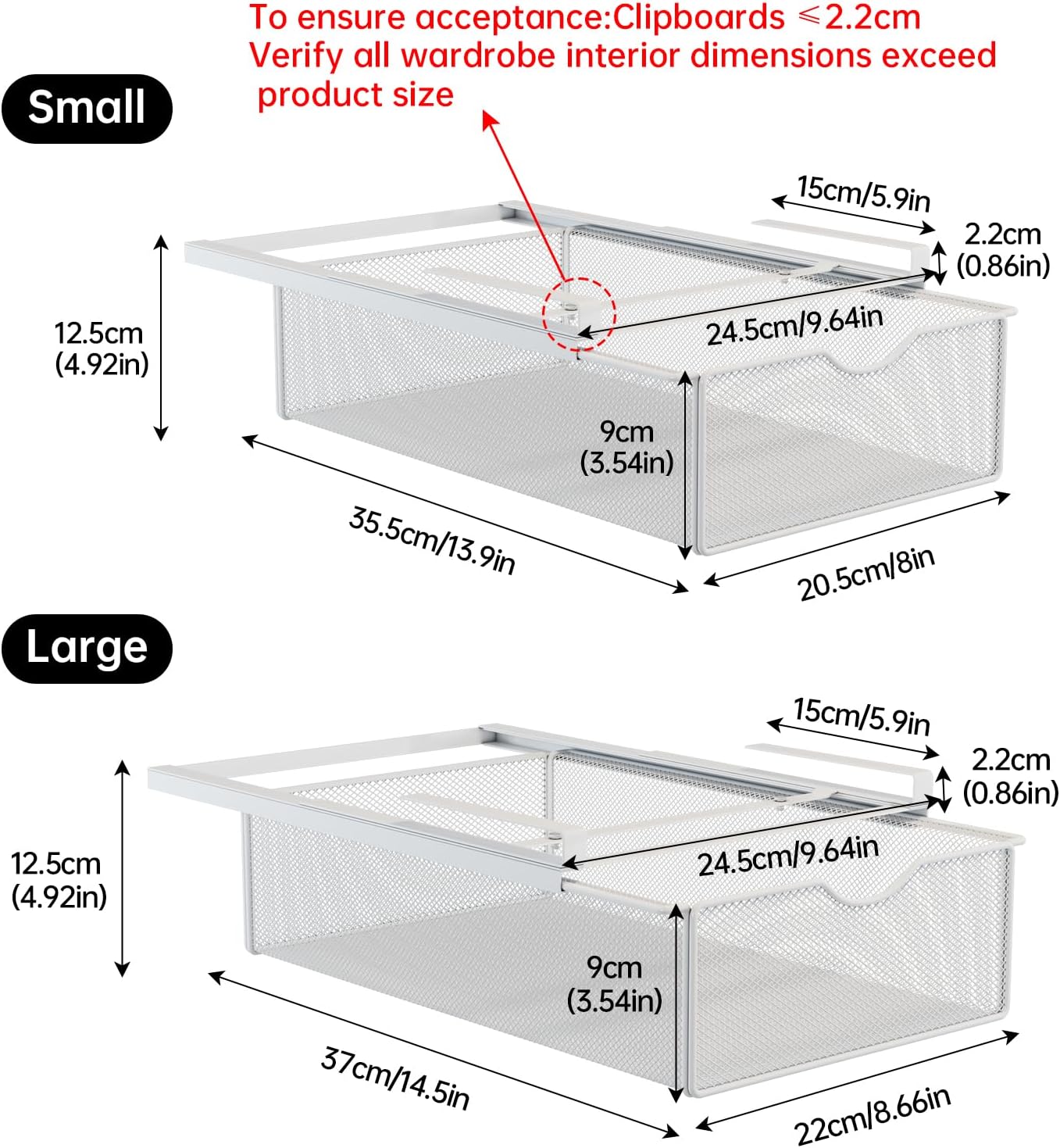 Wardrobe Pull-Out Basket; White Storage Organizer - Image 2