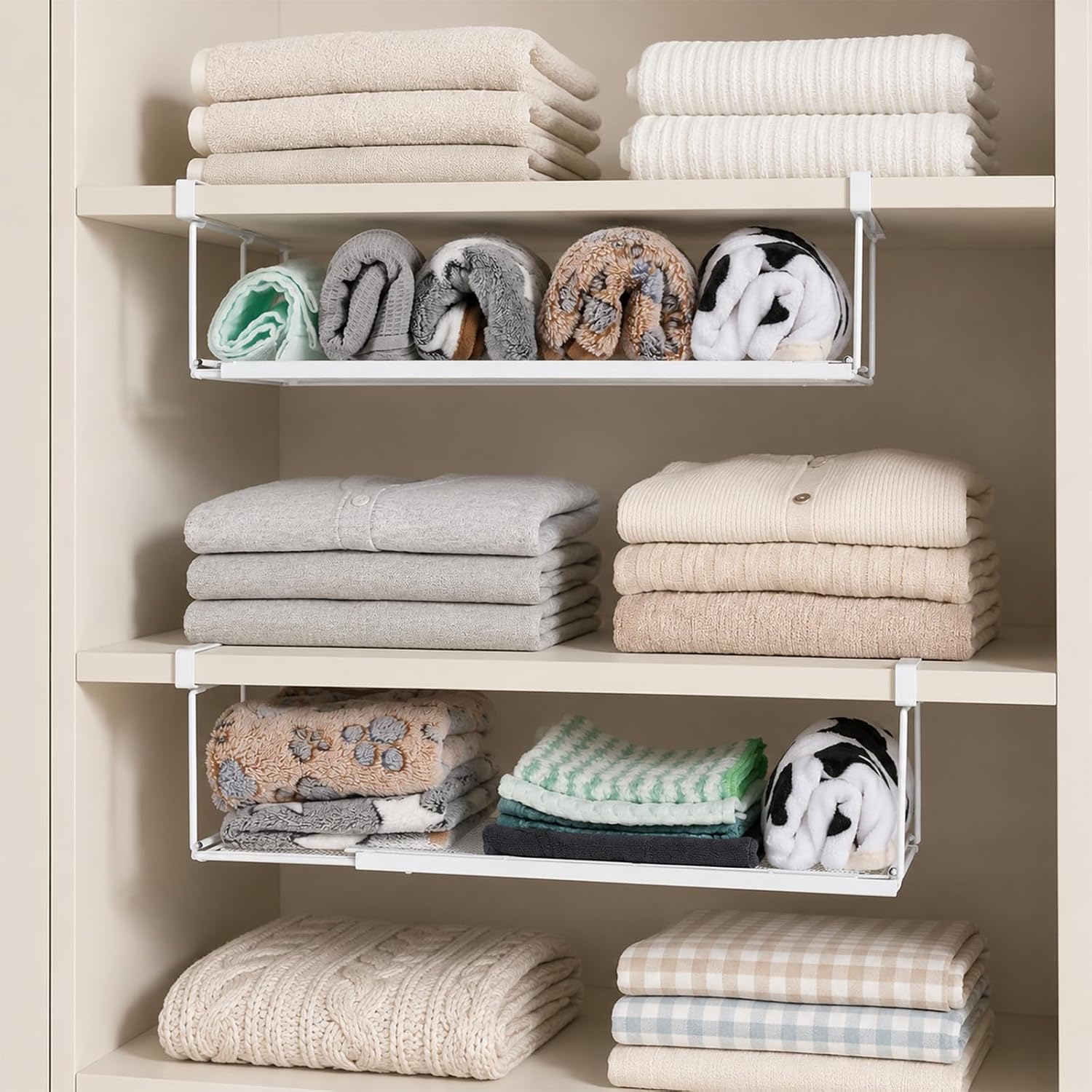Expandable Under-Cabinet Shelf; Adjustable Hanging Storage - Image 2