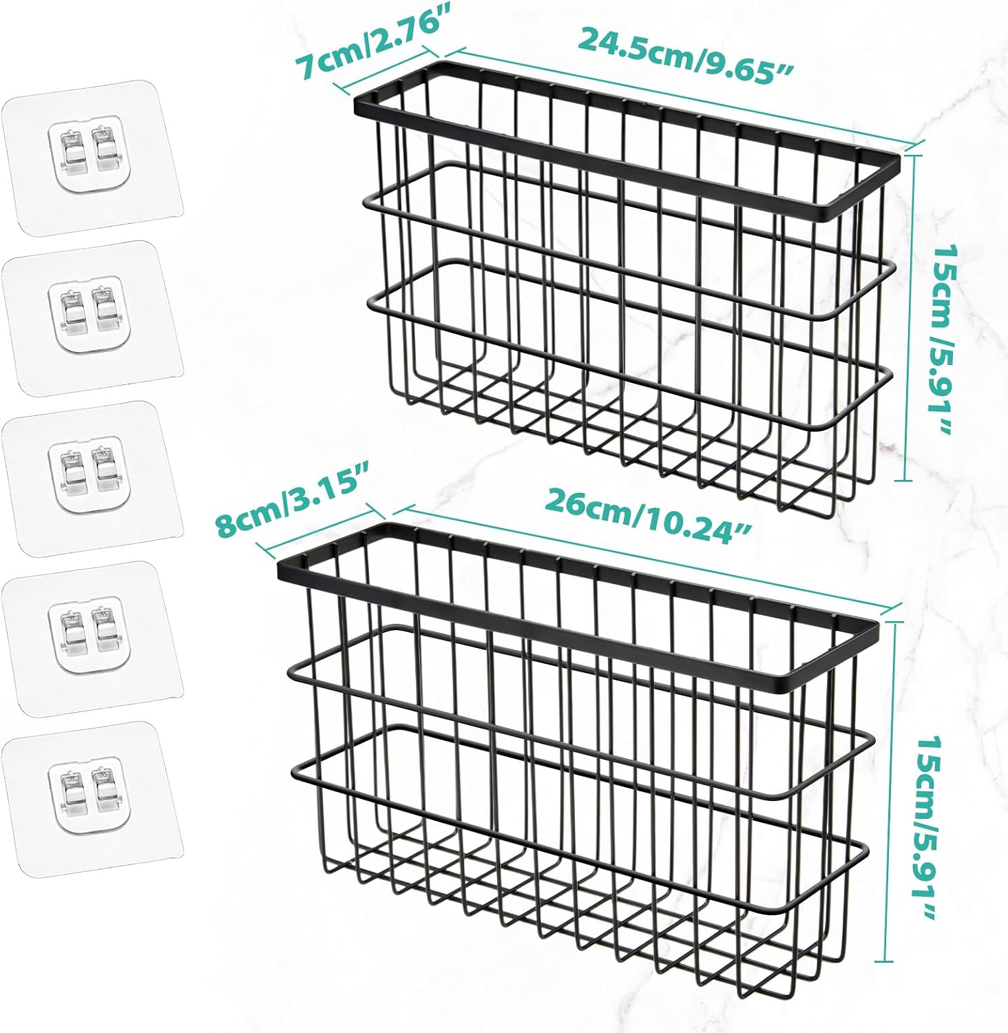 Cabinet Door Organizer; Self-Adhesive Wall-Mounted Storage Basket (White) - Image 2