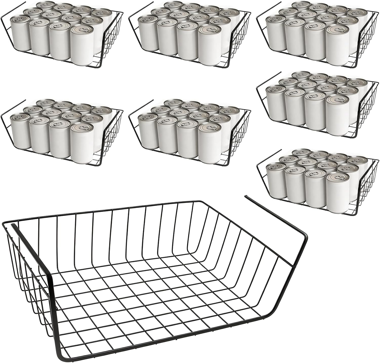 Under-Shelf Hanging Basket; Slide-In Metal Wire Organizer