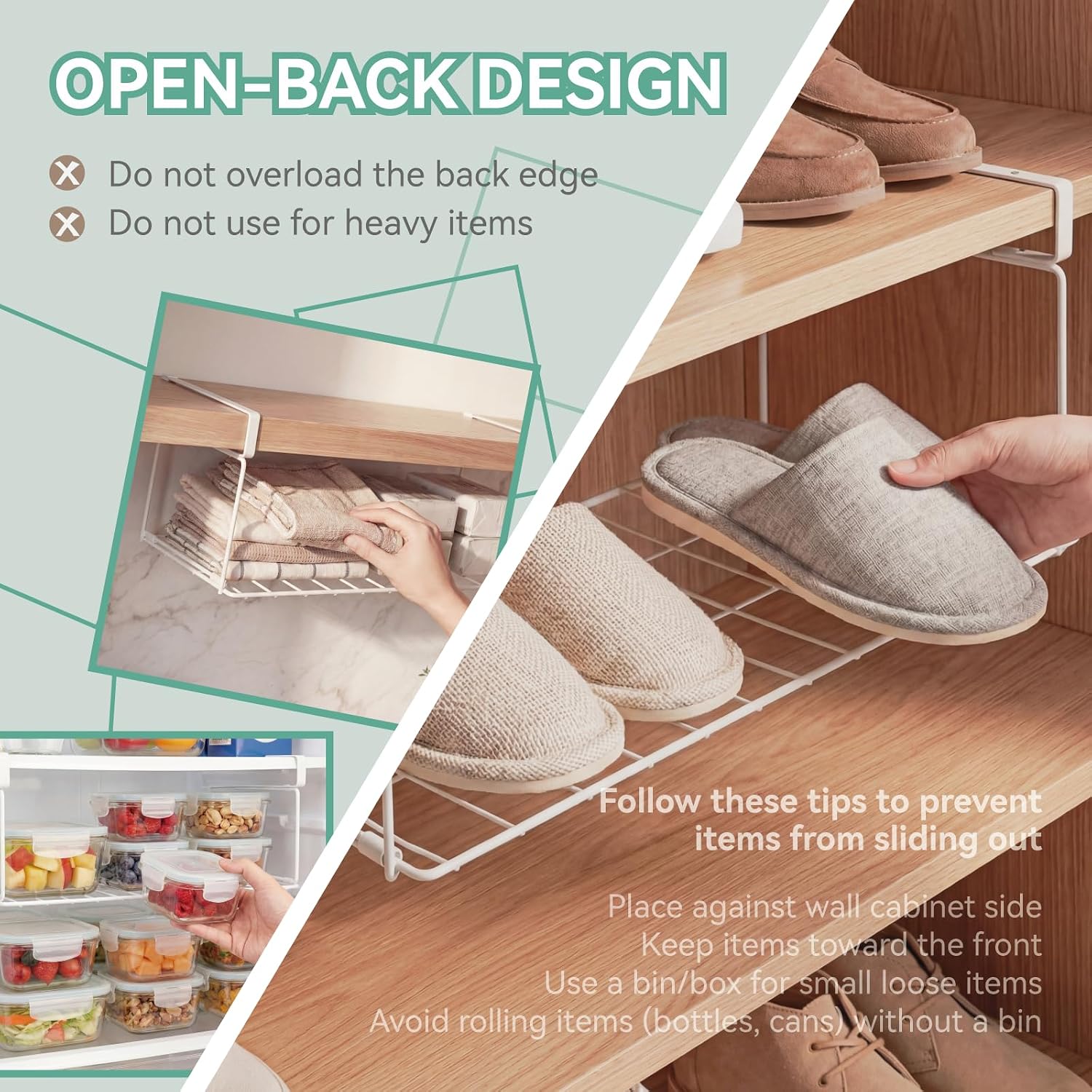 Under-Shelf Storage Basket; White, Space-Saving, Easy To Install - Image 2