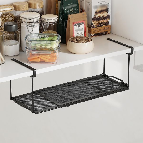 Expandable Under-Cabinet Shelf; Metal Hanging Storage Basket