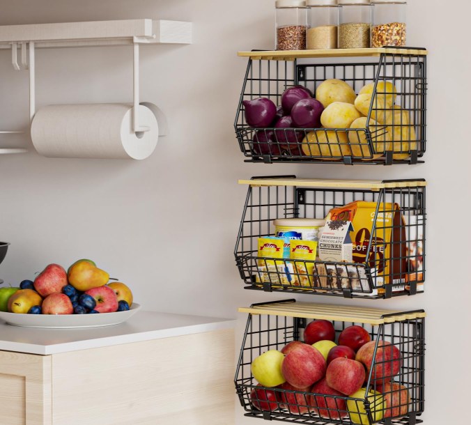 Hanging Kitchen Fruit Basket, Vegetable Storage Basket Set